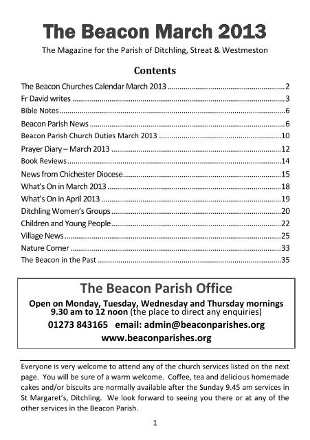 The Beacon March 2013 - Beacon Parish of Ditchling, Streat ...