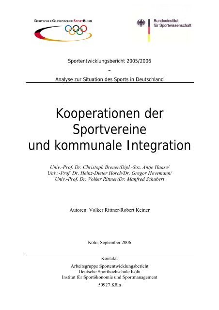 Kooperation der Sportvereine und kommunale Integration