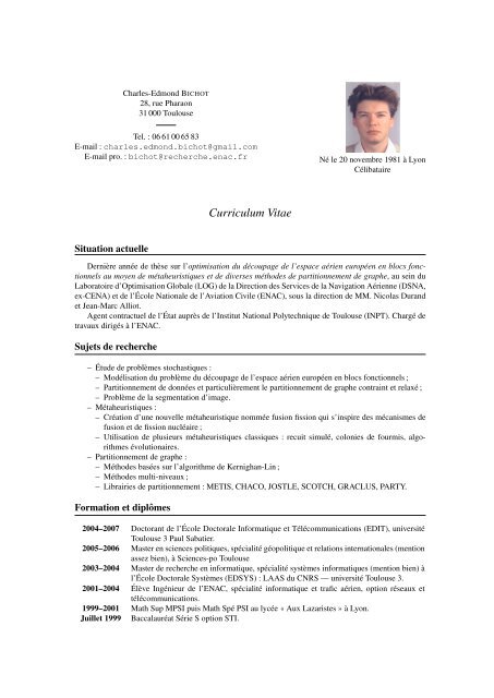 Mon curriculum vitae peut être téléchargé ici. - La Recherche - ENAC