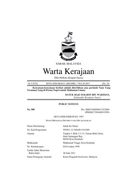 Warta Kerajaan - Sabah