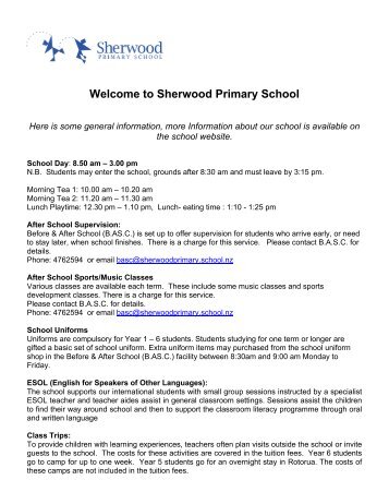 International Student General information ... - Sherwood School