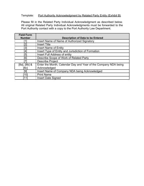 Port Authority Non-Disclosure and Confidentiality Agreement (NDA)