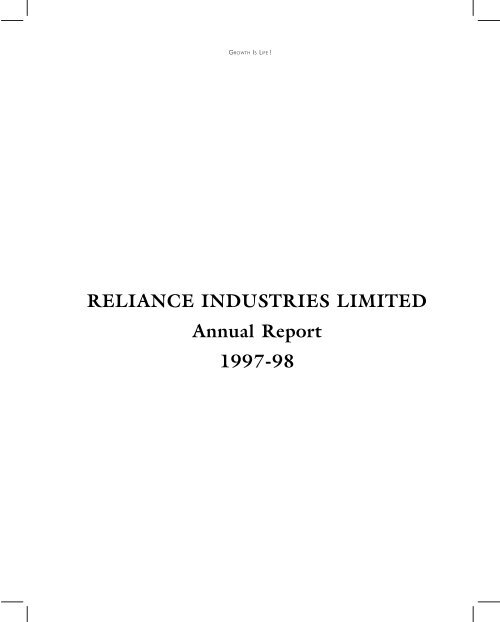 Reliance Industries Limited Annual Report 1997 98