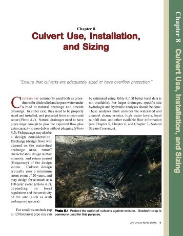 Chapter 8 Culvert Use, Installation, and Sizing