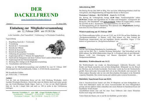 Der Dackelfreund - Nr. 1/2009 - Teckelklub Wiesbaden/ Mainz