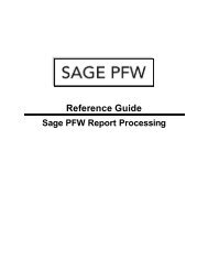 Sage PFW Report Information - Sage Software Online