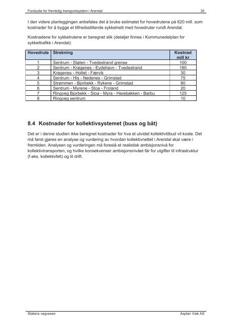 Forstudie for fremtidig transportsystem i Arendal - Arendal kommune