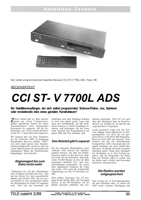 CCI ST- V 7700L ADS - TELE-satellite International Magazine