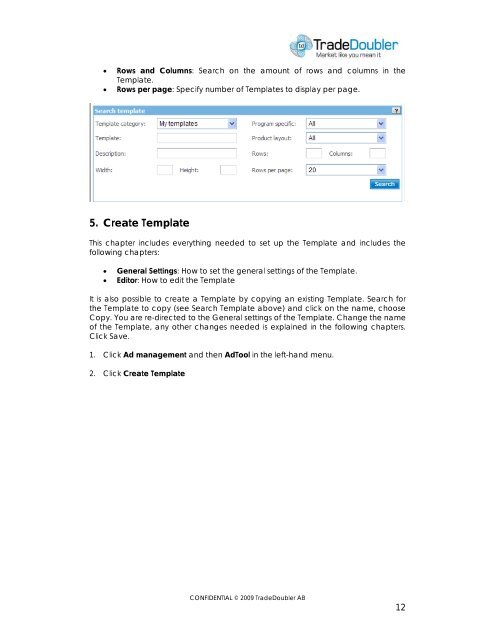 Publisher User Manual AdTool Management - Tradedoubler