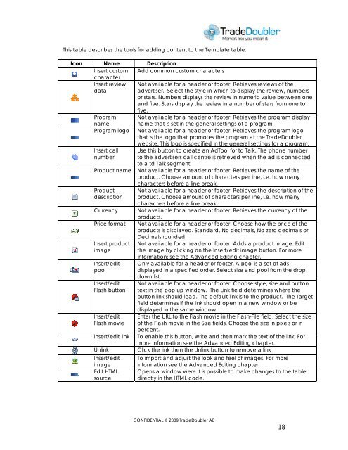 Publisher User Manual AdTool Management - Tradedoubler