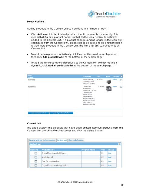 Publisher User Manual AdTool Management - Tradedoubler