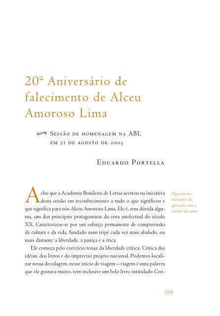 Homenagens - Academia Brasileira de Letras