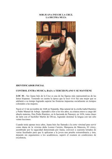 sor juana ines de la cruz. la decima muza ... - Revista La Fuente