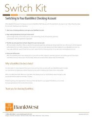 Switching to Your BankWest Checking Account