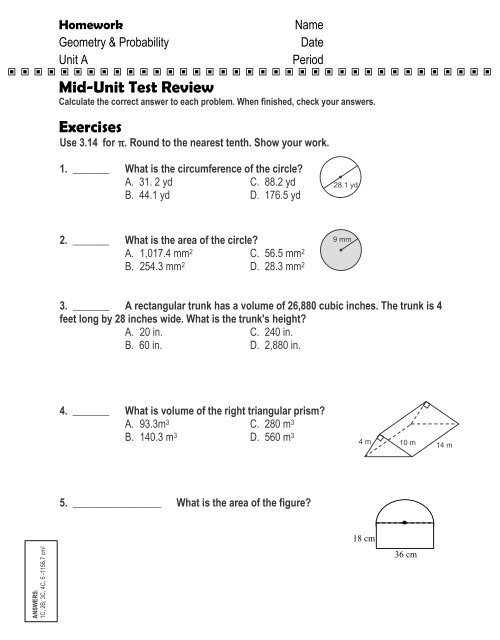 Unit A Homework