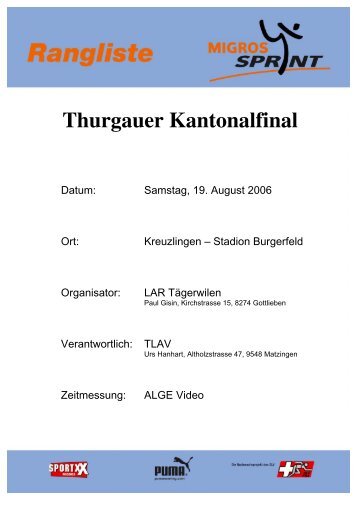 Migros Sprint Thurgauer Final in Kreuzlingen ... - LAR TÃ¤gerwilen