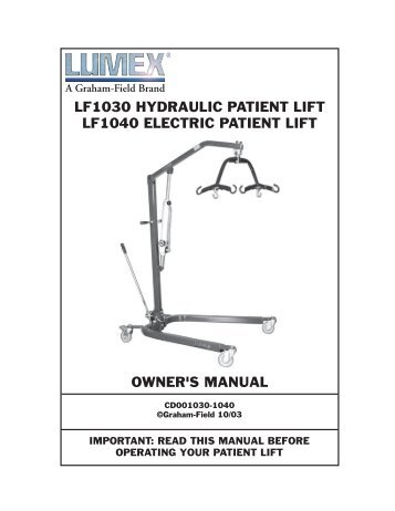 OWNER'S MANUAL LF1030 HYDRAULIC ... - Phc-online.com