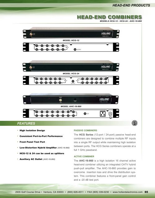 HEADEND COMBINERS Holland Electronics