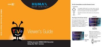 HUMAX DVD Recorder Viewers Guide - TOC - TiVo