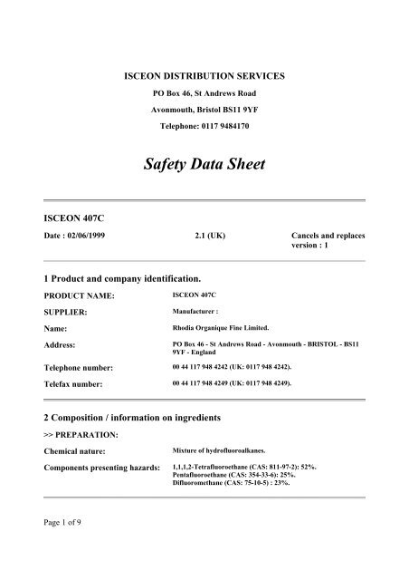 to download the R407c material safety data sheet