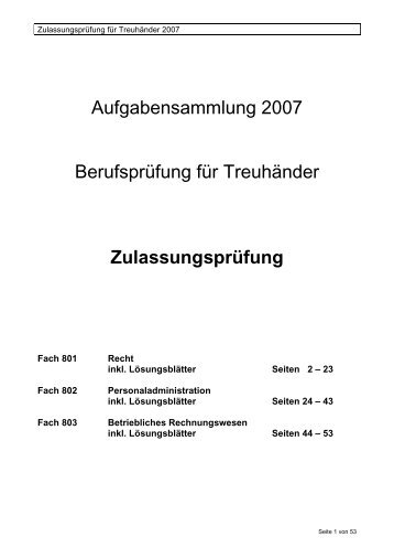 Prüfungsaufgaben ZLP 2007 - treuhandbranche.ch