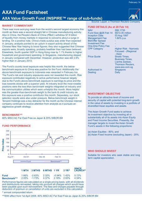 AXA Fund Factsheet - AXA Life Insurance Singapore