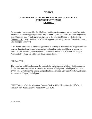 INSTRUCT RE CUSTODY USING FORM FOC ... - Marquette County