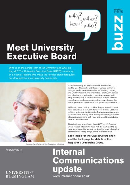 'Meet UEB' Buzz special edition - University of Birmingham