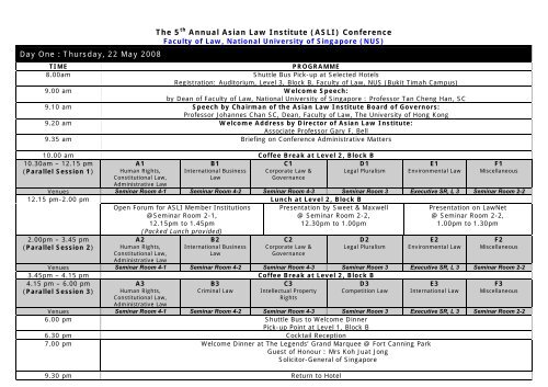 Programme and Panels Details - Faculty of Law - National 