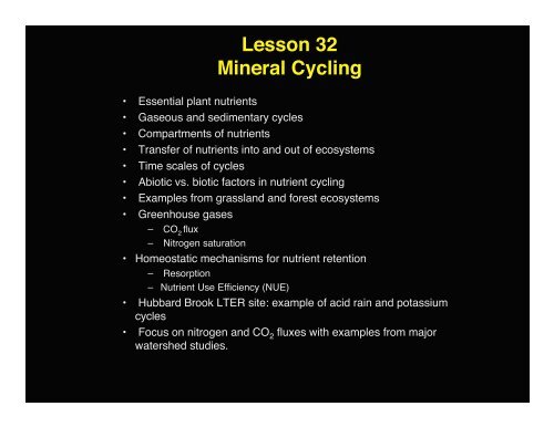 Lesson 32 Mineral Cycling - Alaska Geobotany Center