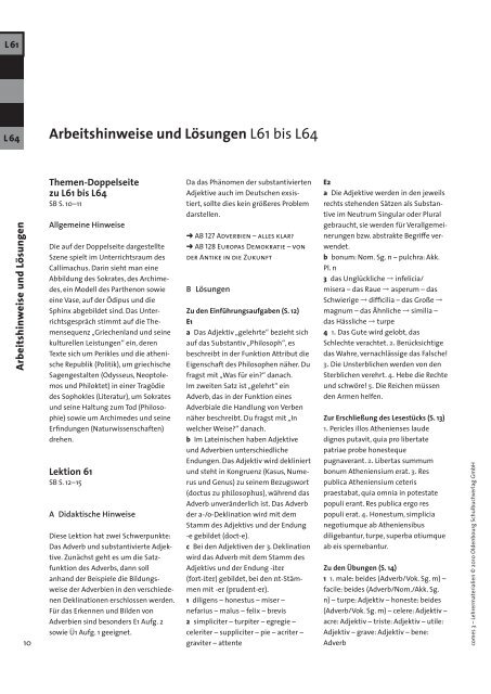 Arbeitshinweise und Lösungen L61 bis L64