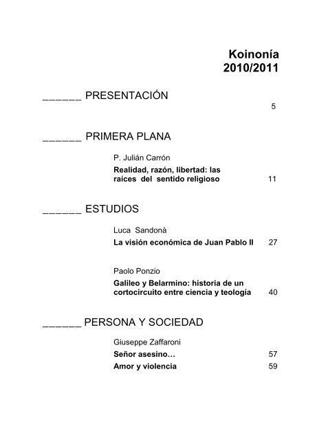 Realidad, razón, libertad: las raíces del sentido religioso - Pontificia ...