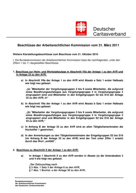 Beschla Sse 31 03 11 Caritas Dienstgeber De