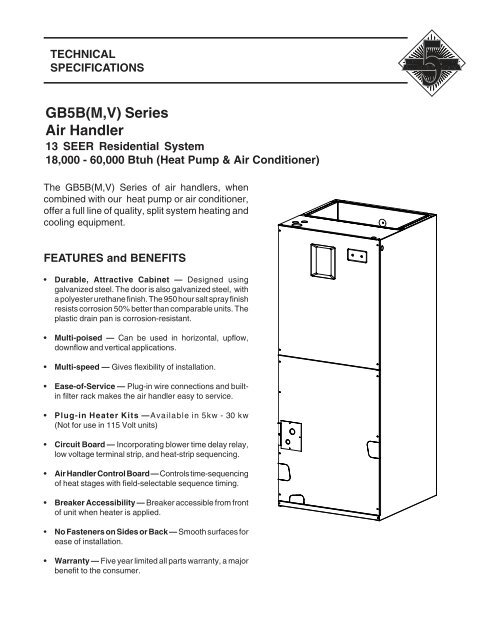 GB5B(M,V) Series of air handlers - Nature Air Corp