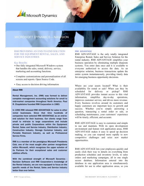 MICROSOFT DYNAMICS – NAVISION - FocusOn Equipment Rentals