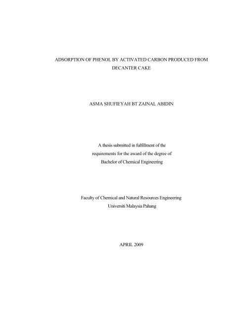 Adsorption Of Phenol By Activated Carbon Produced