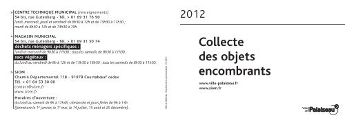 TÃ©lÃ©charger le calendrier de collecte 2012 - Ville de Palaiseau