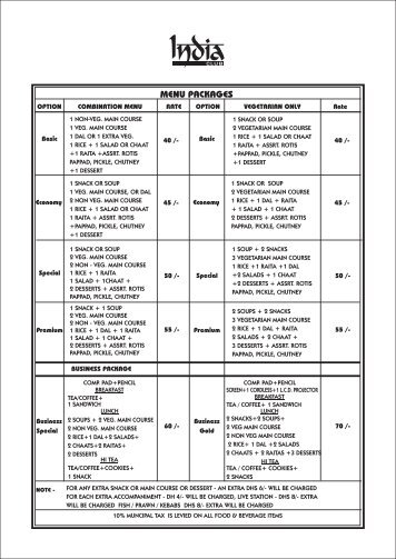 India Club menu - India Club, Dubai, UAE