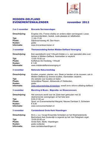 Klik hier voor de agenda van november - Midden-Delfland Vereniging
