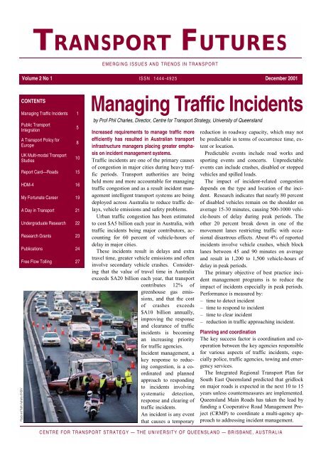 Managing Traffic Incidents - University of Queensland