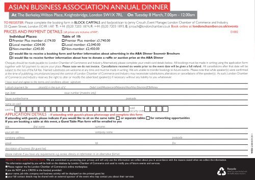 ANNUAL DINNER - London Chamber of Commerce and Industry