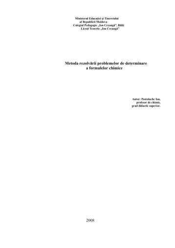 Metoda de rezolvare a problemelor de determinare a formelor chimie...
