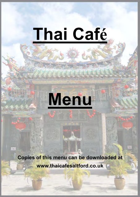 to continue to menu download - The Thai Cafe, Saltford