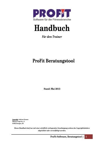 Beratungstool Handbuch Trainer Stand 27.05 ... - ProFit - Software