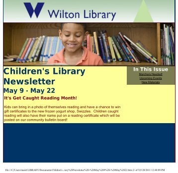 Children's Library Newsletter - Wilton Library