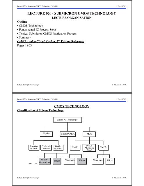 lecture 020 - submicron cmos technology - Analog IC Design.org