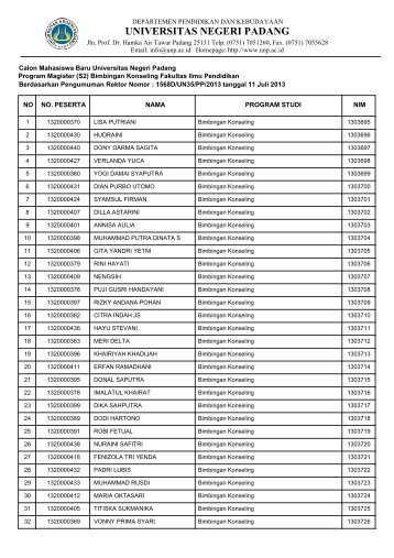 Calon Mahasiswa yang dinyatakan Lulus dan Diterima pada ...