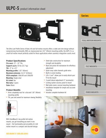 Series ULPC-S product information sheet - LCD Ã©s plazma TV ...