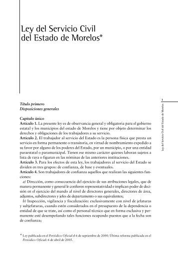 Ley del Servicio Civil del Estado de Morelos* - Consar