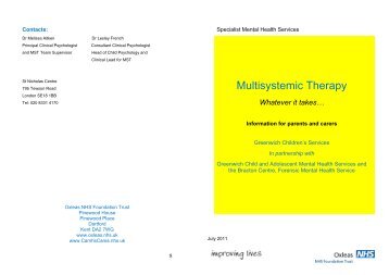 Multisystemic Therapy - Oxleas NHS Foundation Trust